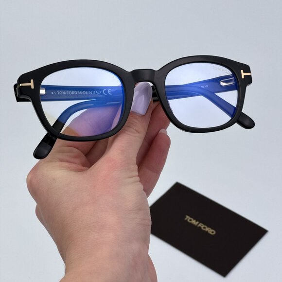 Tom Ford Men BRAND NEW Eyeglasses Black Clear Blue Light Block Square FT5808 001